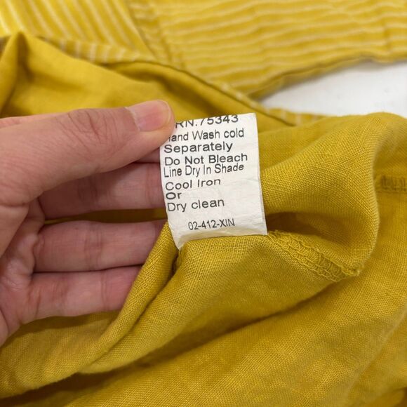 Lungo L'arno Butter Yellow Striped Italy Linen Top Women S Beachy Boho Coastal - Picture 8 of 8